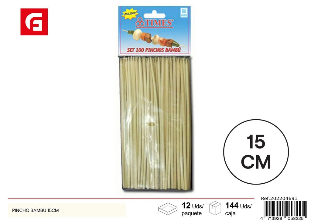 Pincho de bambú 15cm - Utensilios para BBQ y patrimonio