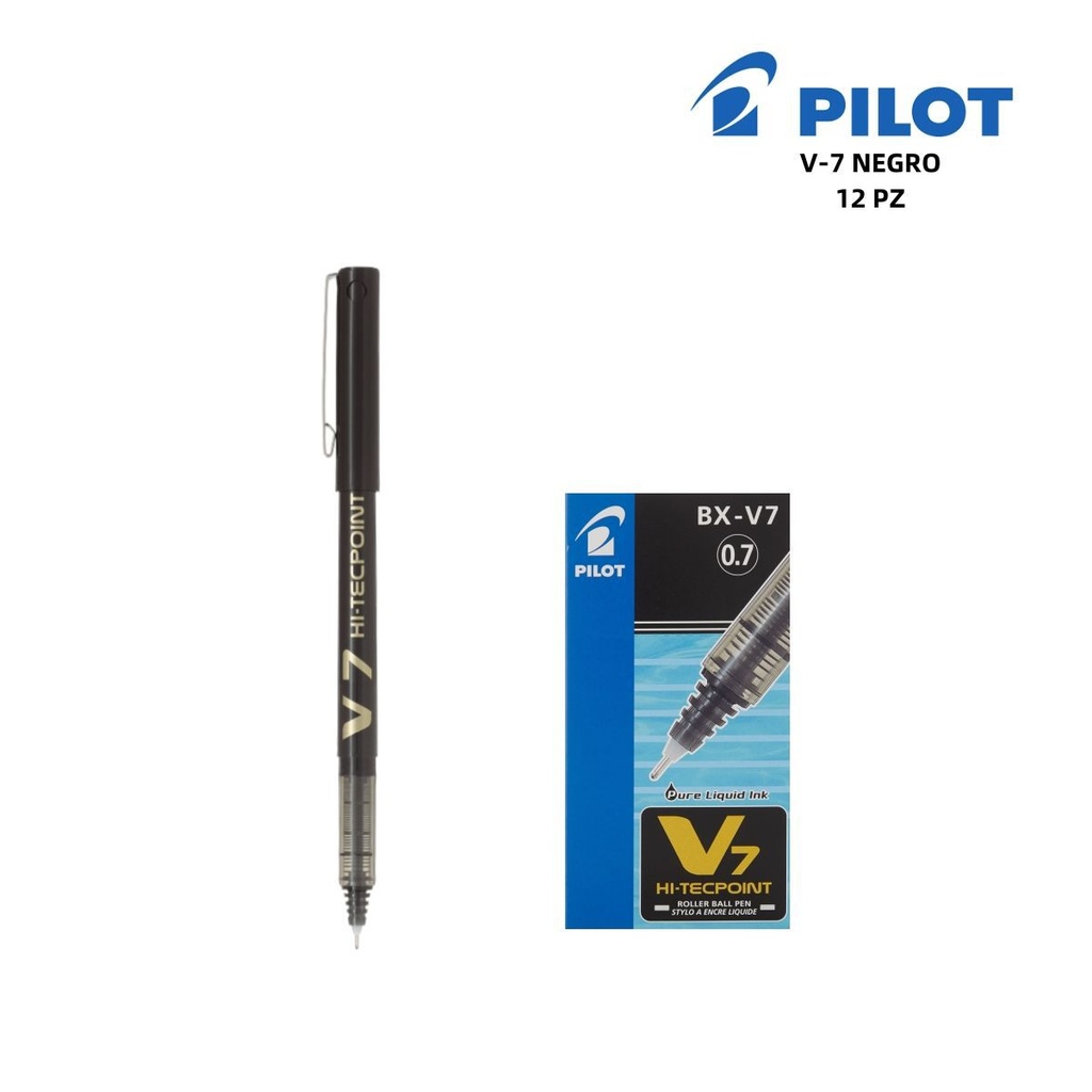 Bolígrafo Pilot de tinta líquida 0.7mm negro V-7 para escritura precisa