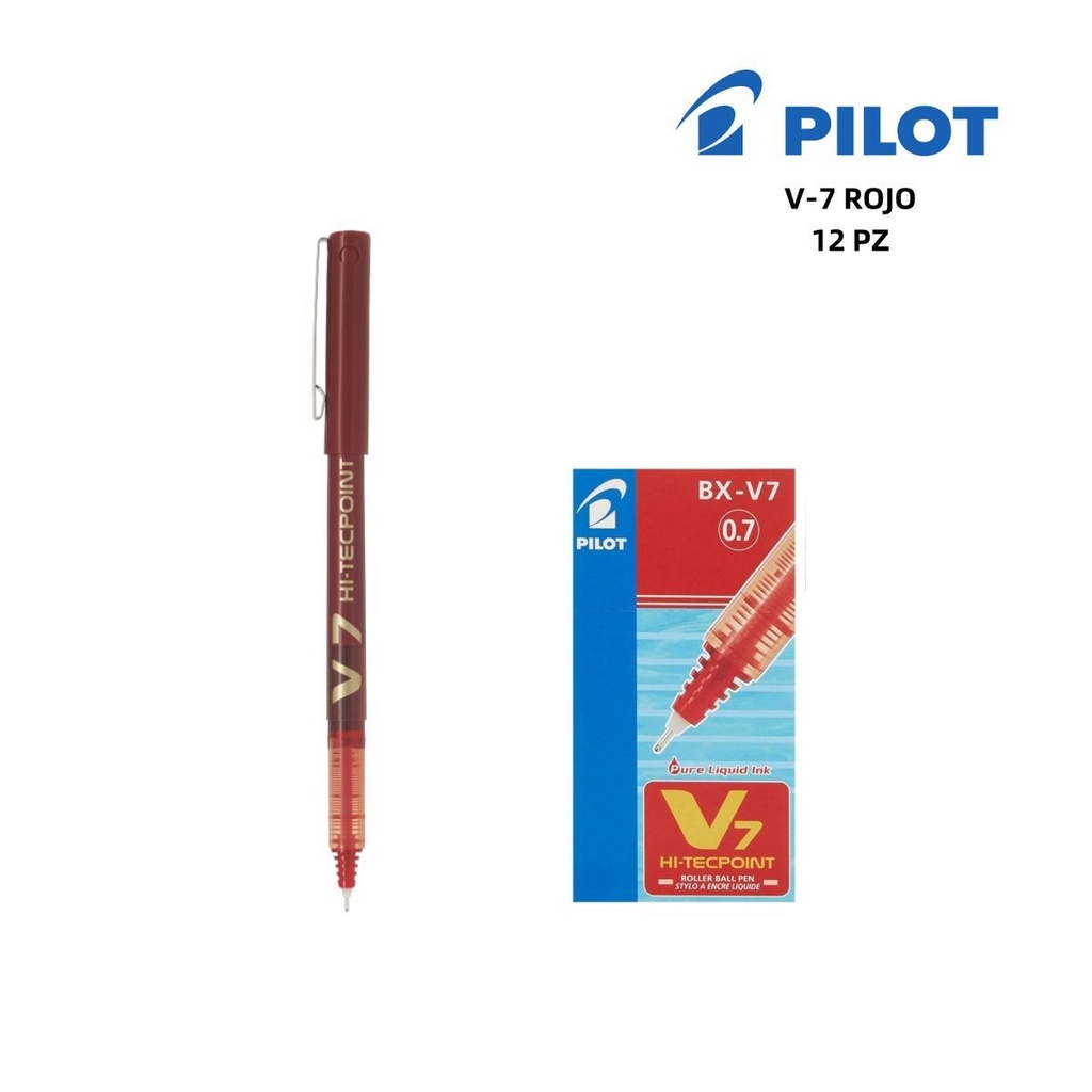 Bolígrafo de tinta gel rojo 0.7mm Pilot V-7 para escritura