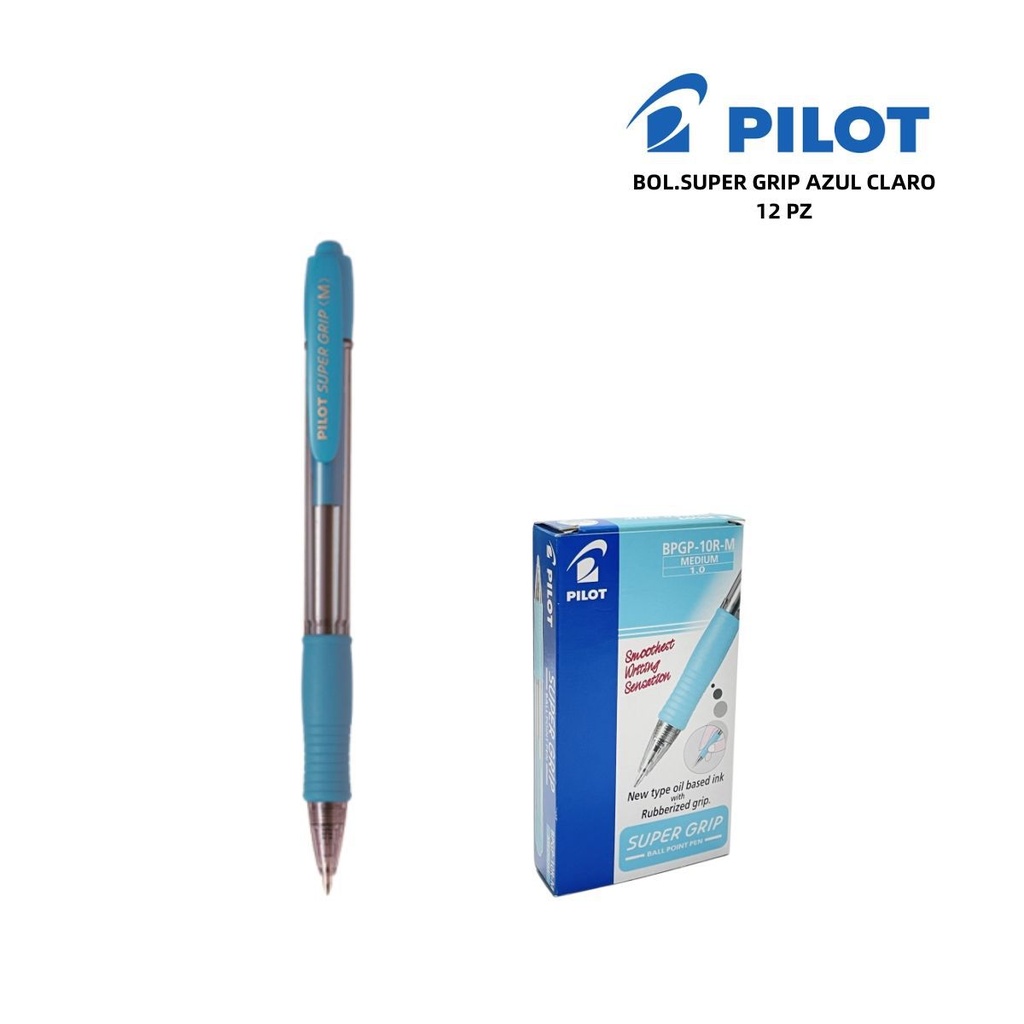 Bolígrafo Super Grip azul claro Pilot de 1mm