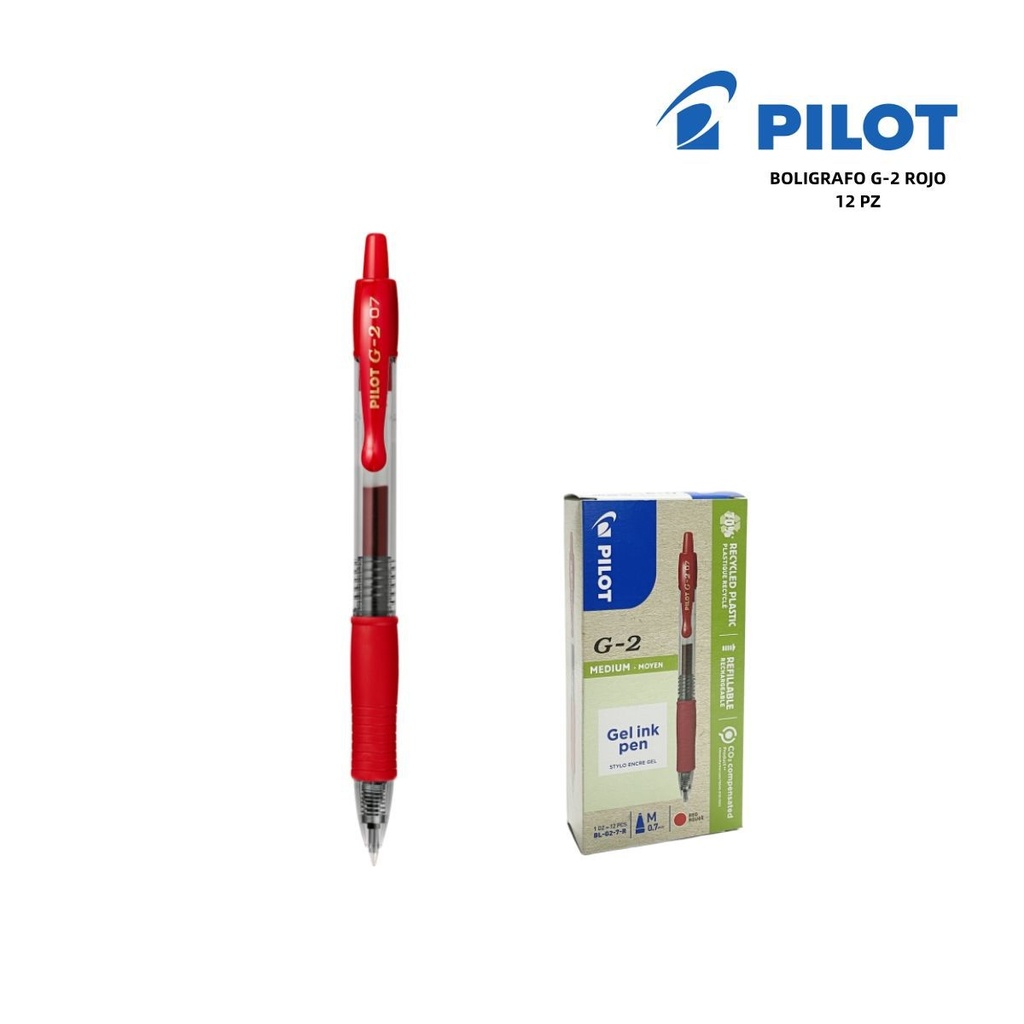 Bolígrafo Pilot G-2 rojo 0.7mm para escritura fluida