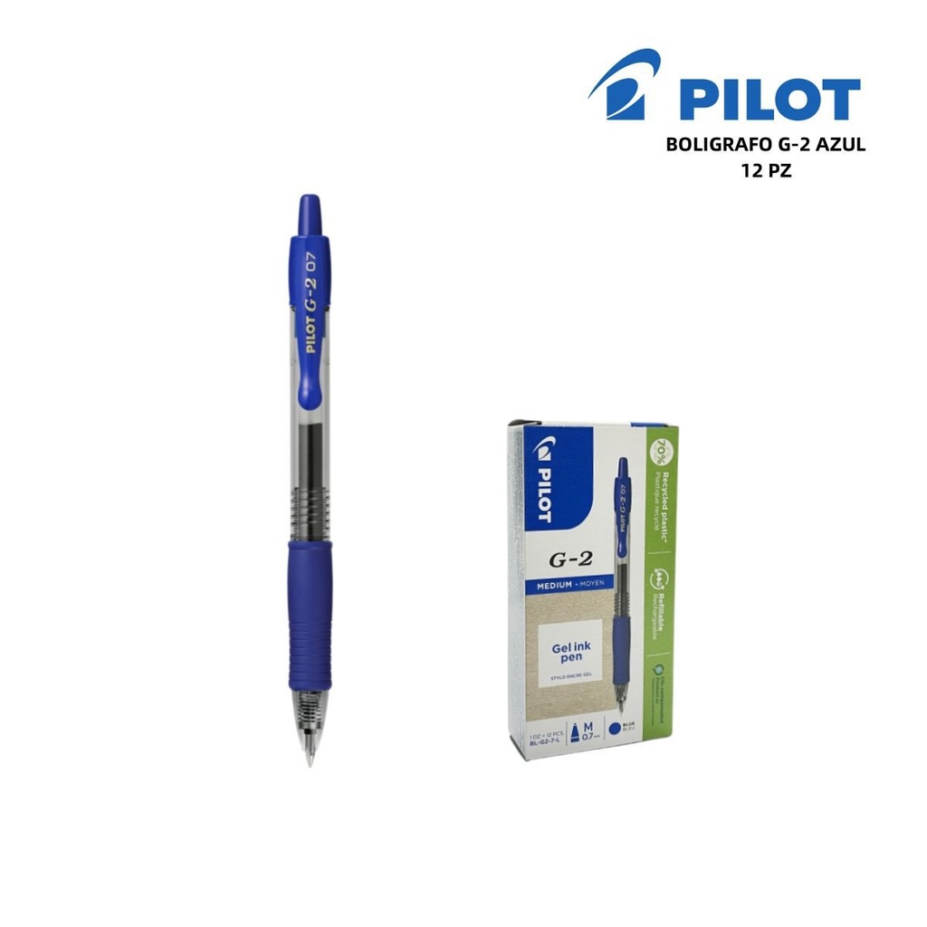 Bolígrafo G-2 azul 0.7mm Pilot