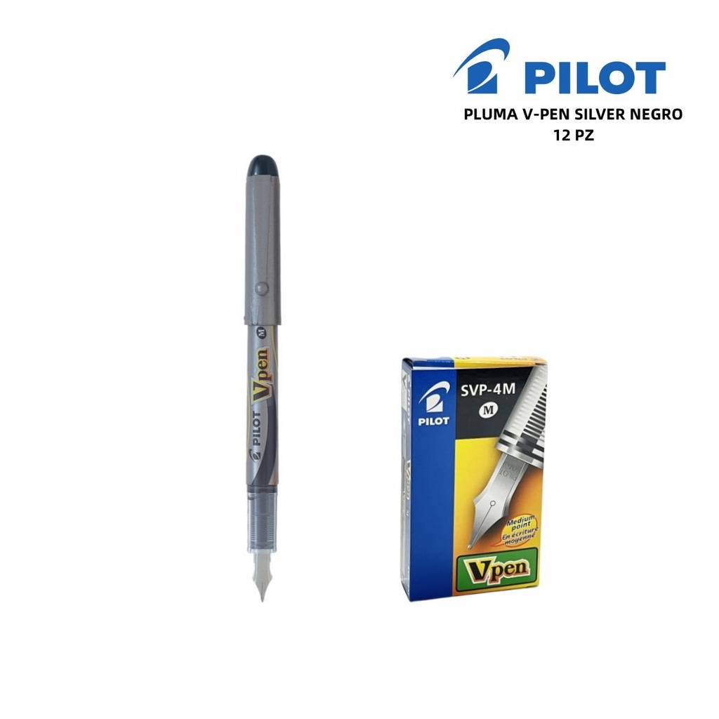 Pluma Pilot V-Pen Silver negra para escritura