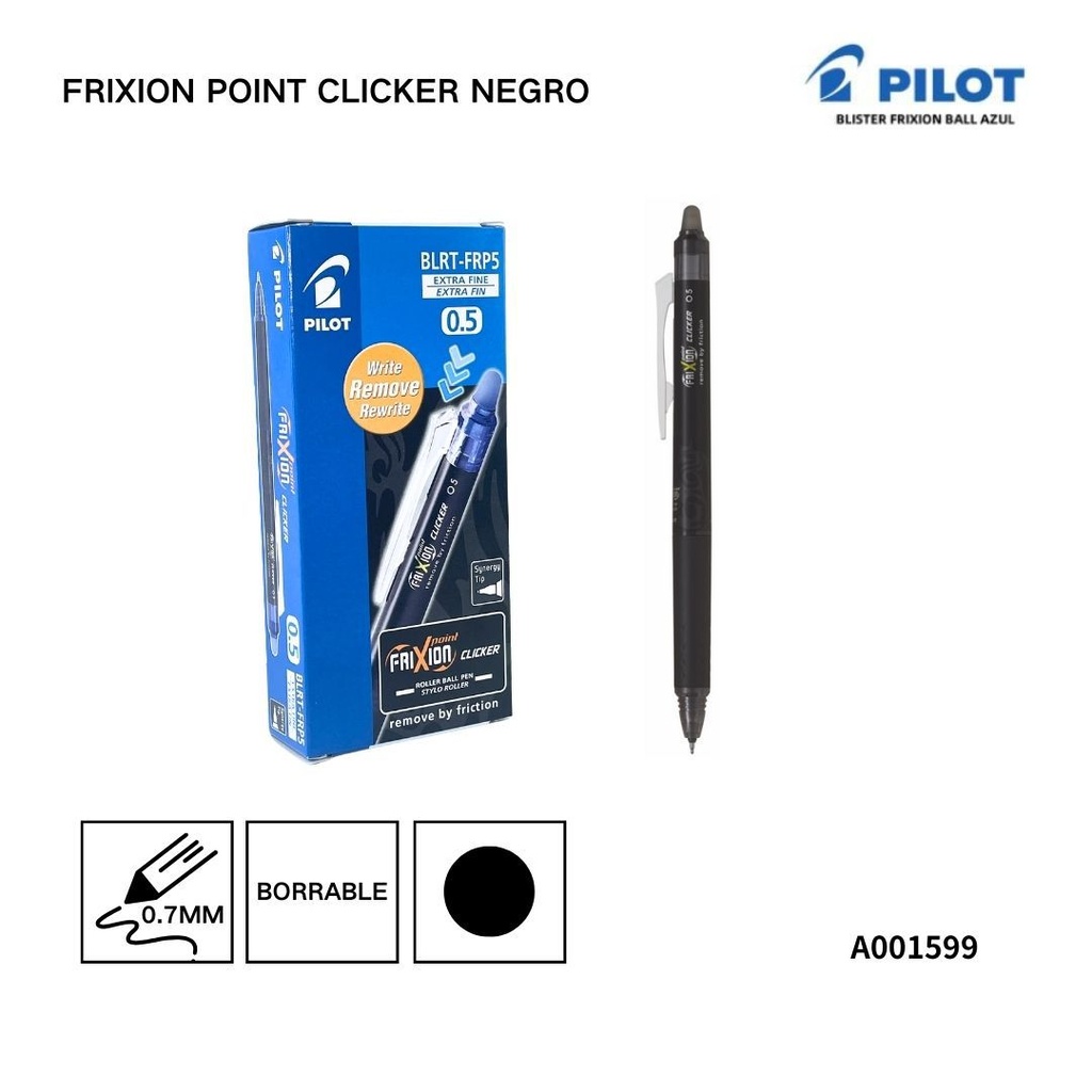 Bolígrafo Pilot Frixion Point Clicker 0.5mm negro borrable