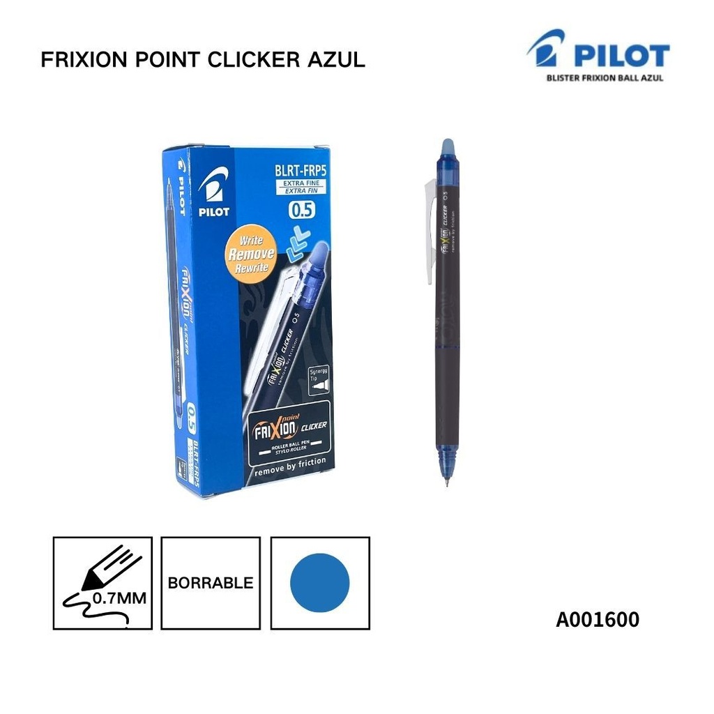 Bolígrafo borrable Frixion Point Clicker azul 0.5mm para escritura