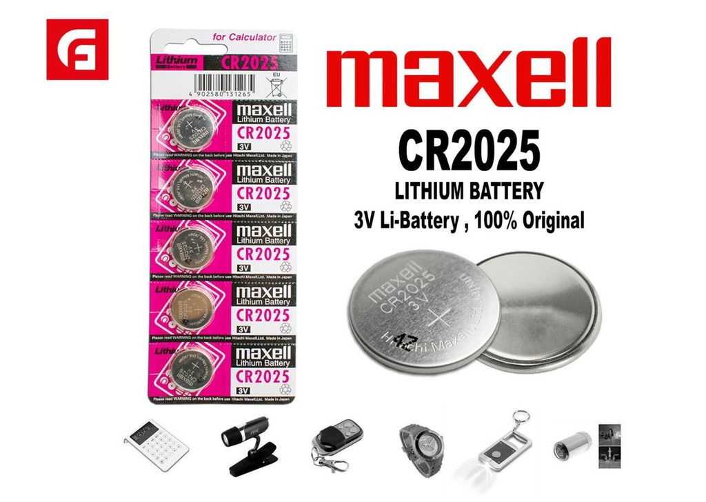 Pila botón de litio CR2025 Maxell 3V blister 5 unidades para dispositivos electrónicos