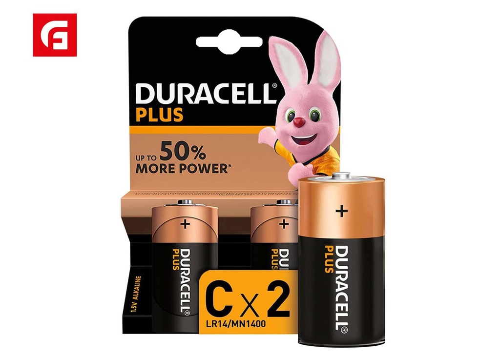 Batería alcalina Duracell Plus C LR14 blister*2 - Electrónica