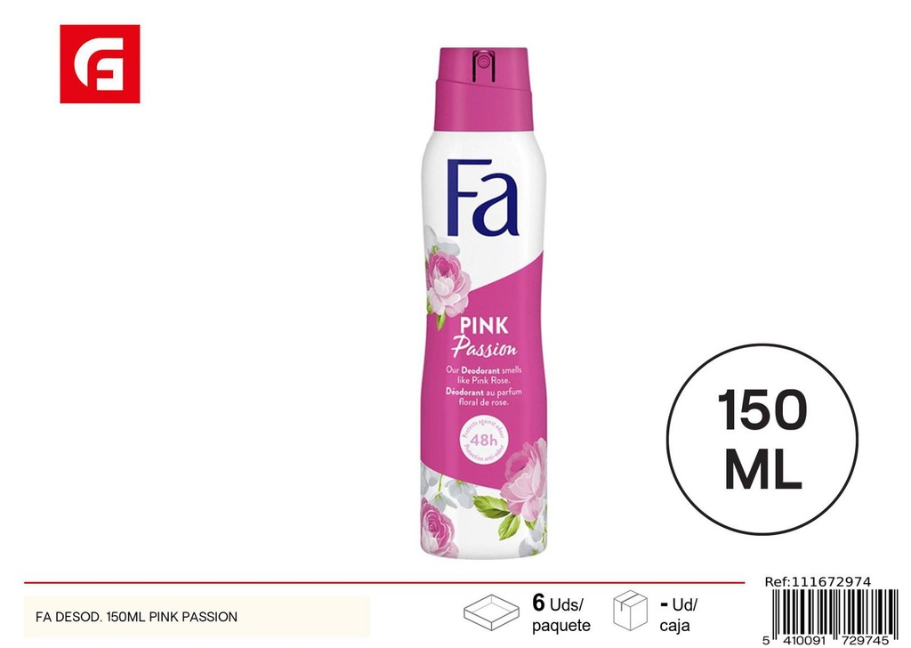 Desodorante FA 150ml Pink Passion para higiene personal