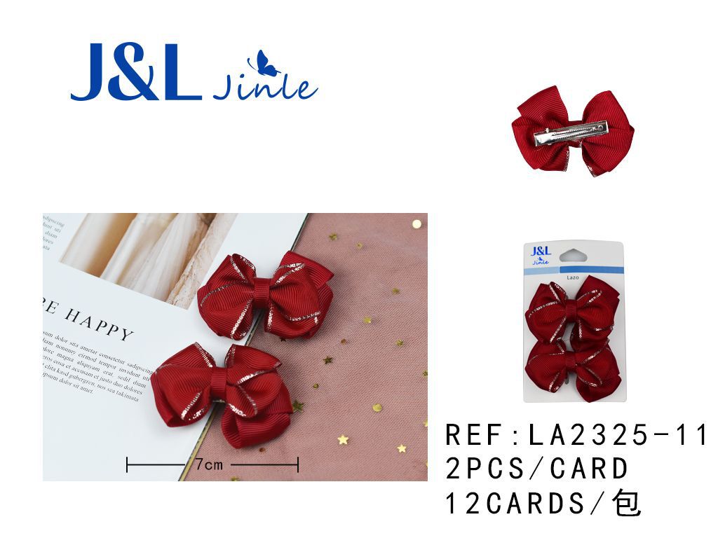 Clip con lazo rojo rubí 7cm 2pcs