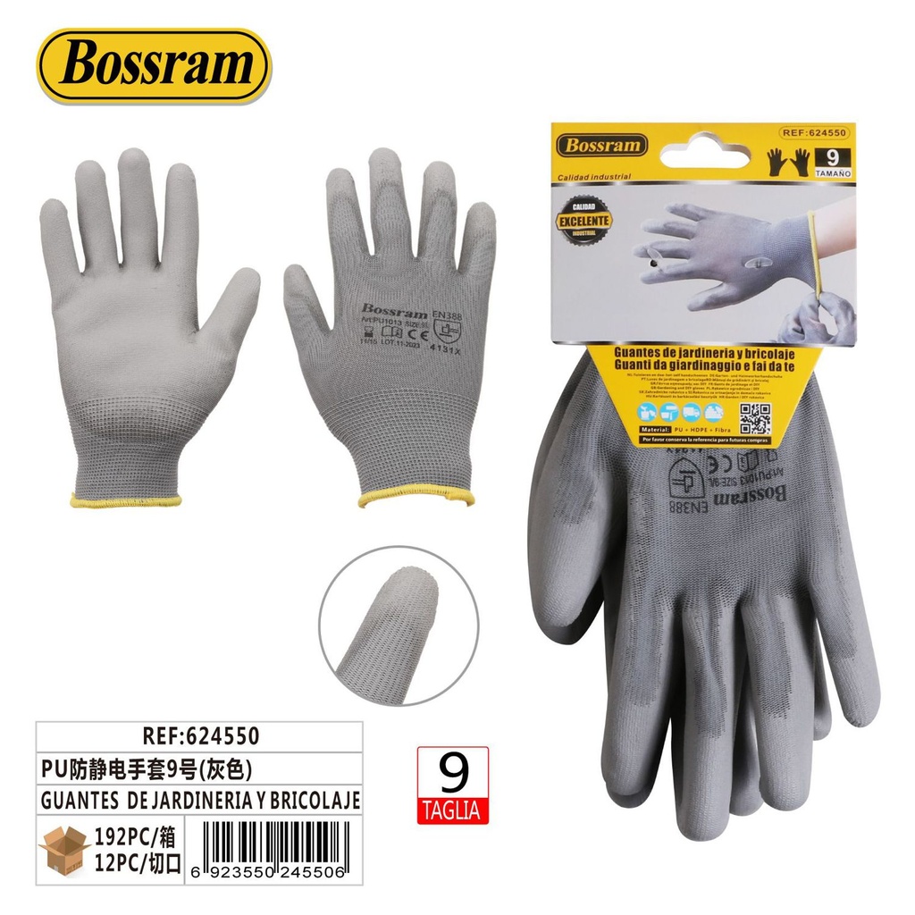 Guantes de jardinería y bricolaje talla 9 para protección