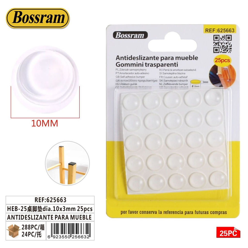 Antideslizantes para muebles 25pcs dia.10x3mm para protección de muebles