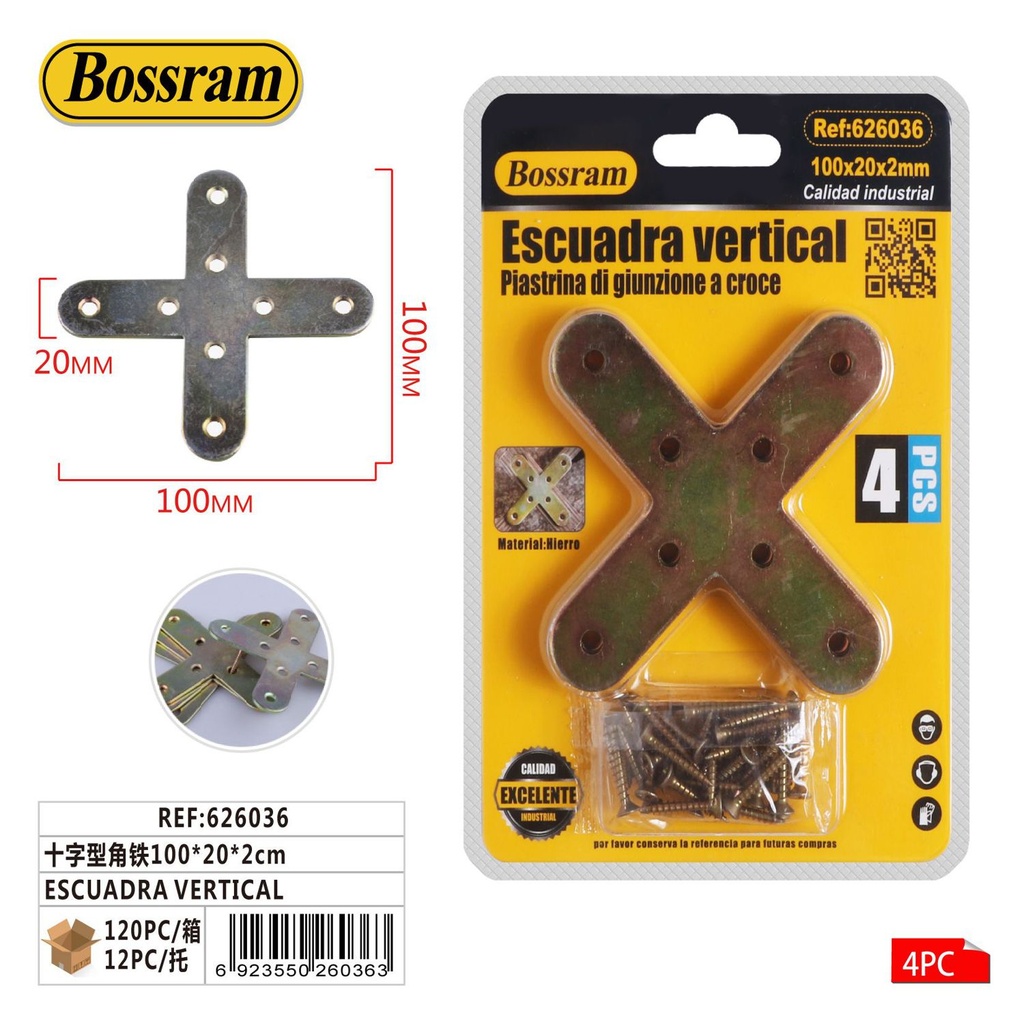 Escuadra vertical 100x20x2mm