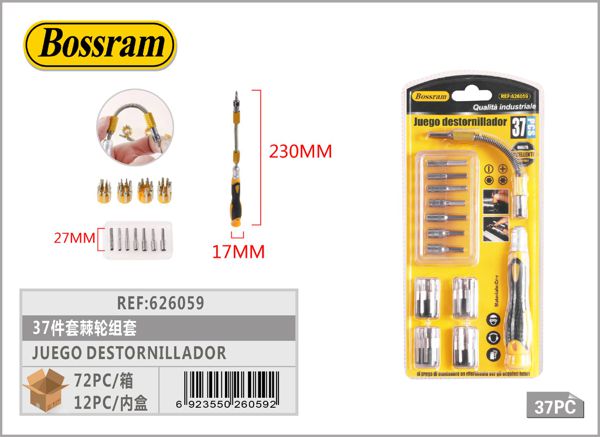 Juego de destornilladores 37 piezas con carraca para reparaciones