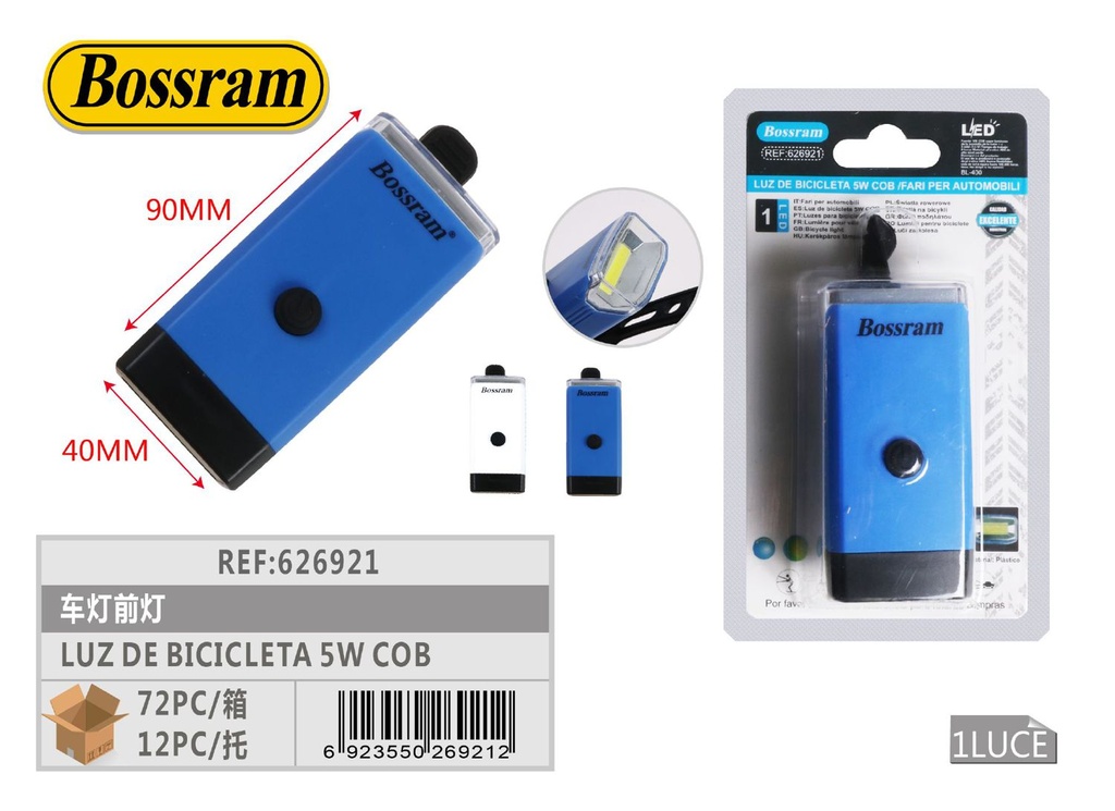 Luz de bicicleta delantera 5W COB