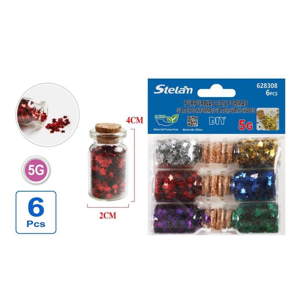 Set de 6 botes estrella de vidrio 5g