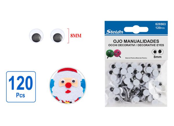 Ojo para manualidades 8mm 120pcs para artesanía