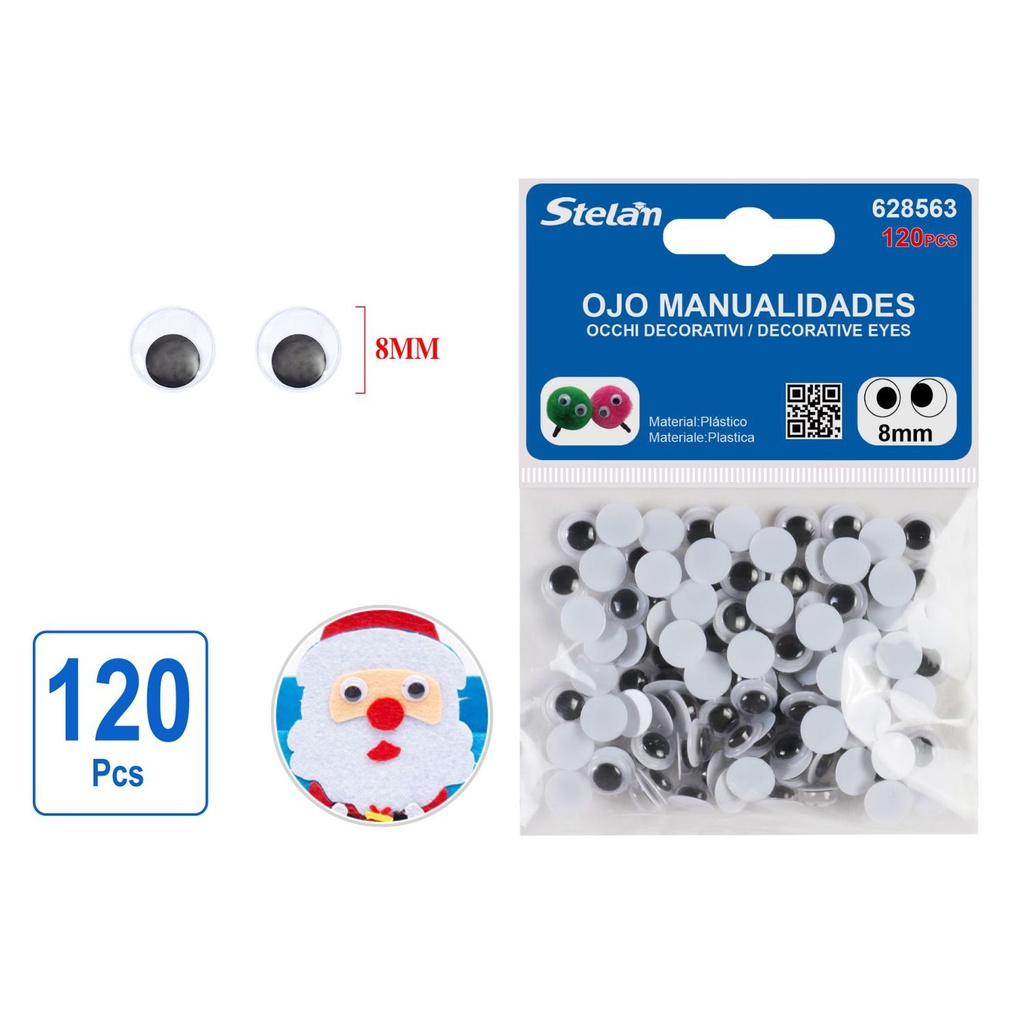 Ojo para manualidades 8mm 120pcs para artesanía