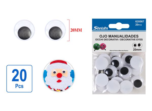 Ojos para manualidades 20mm 20pcs