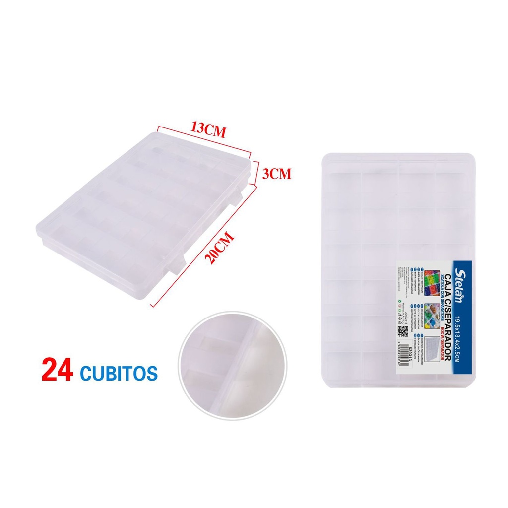 Caja con separador 24 compartimentos para almacenamiento de manualidades