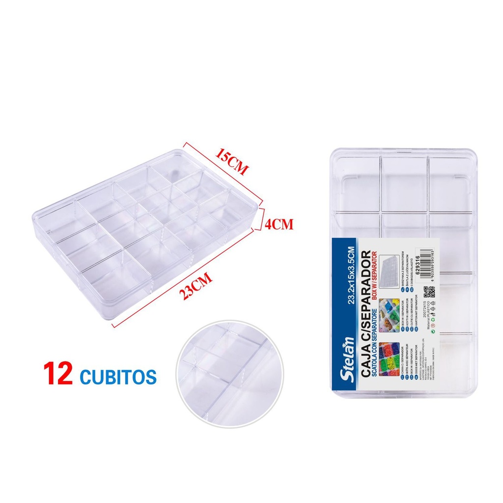 Caja con separador de plástico 12 compartimentos