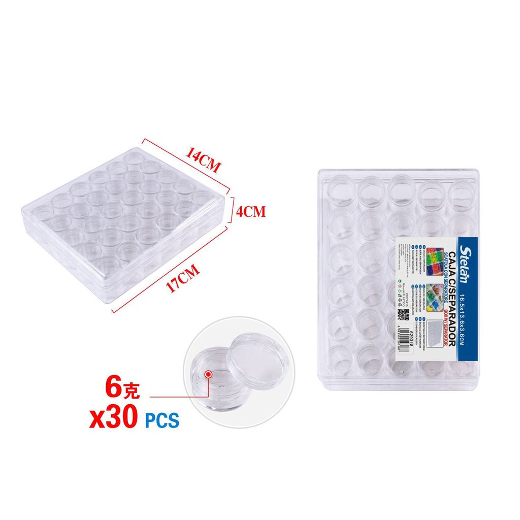 Caja con separador 6g 30pcs para manualidades