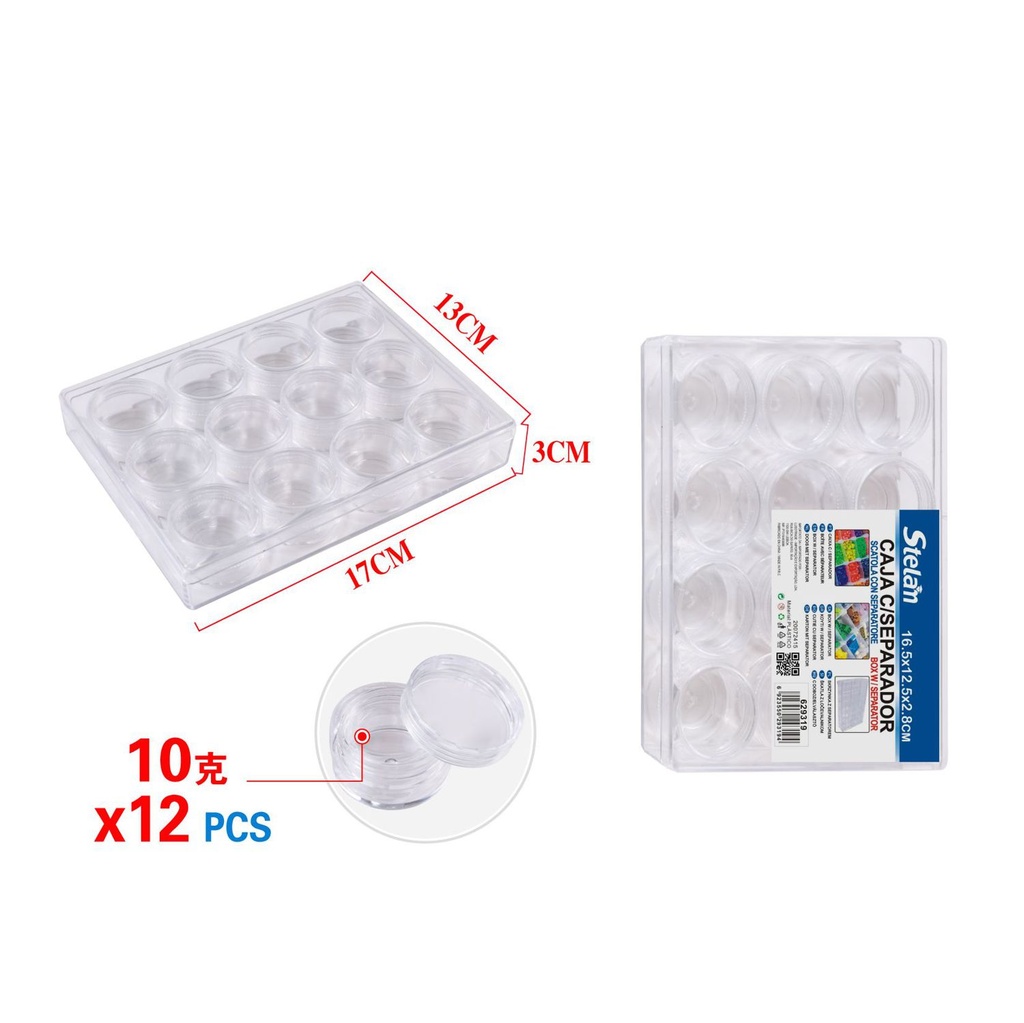 Caja con separadores 10g 12pcs para almacenamiento