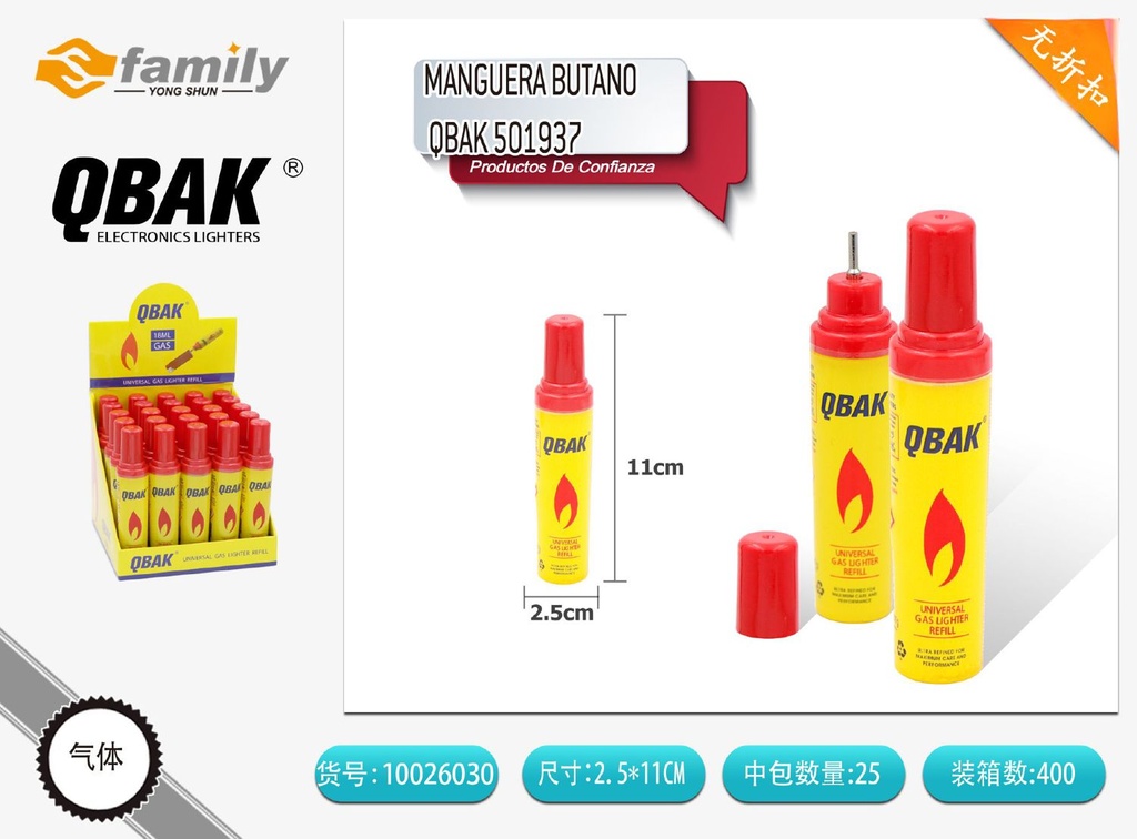 Gas 18ml QBAK ALG-8019 para encendedores