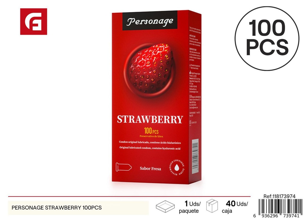 Preservativos Personage Strawberry 100pcs, anticonceptivos