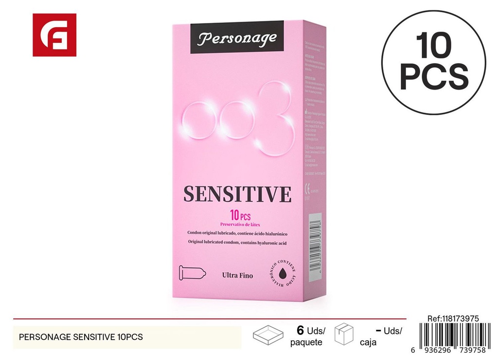 Preservativos Personage Sensitive 10pcs para cuidado personal