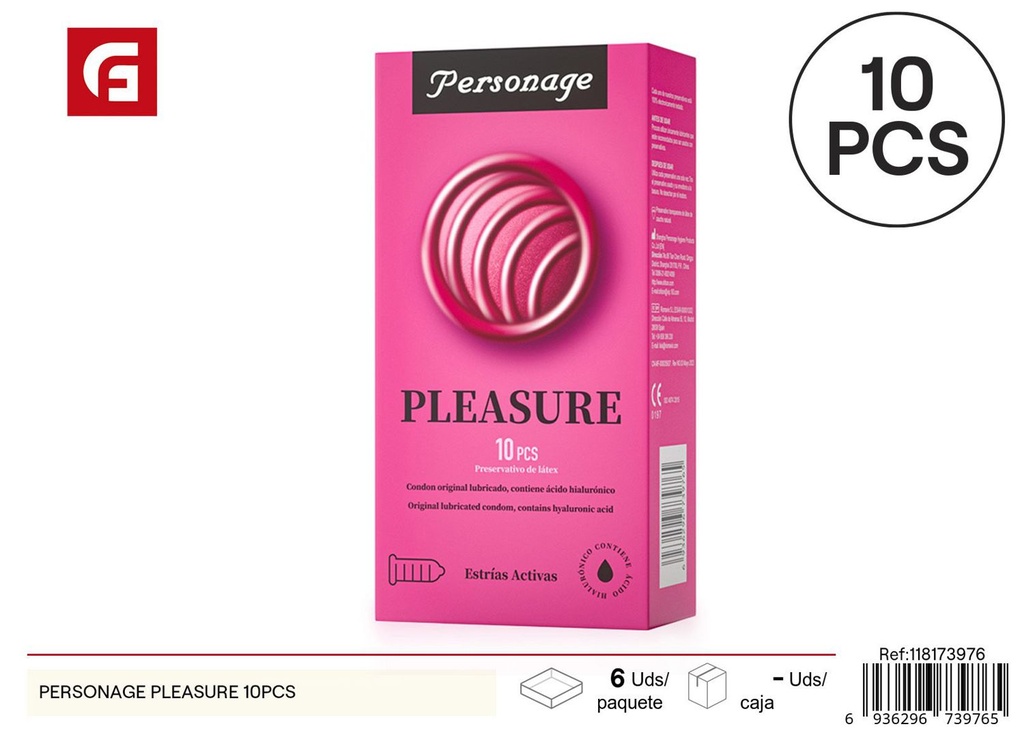 Preservativos Personage Pleasure 10 pzs para seguridad sexual