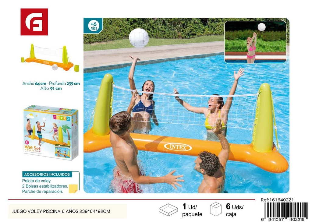 Juego de voleibol para piscina +6 años 239*64*92cm para diversión en verano