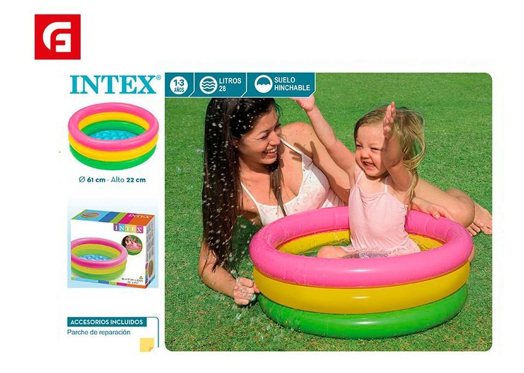 Piscina bebé Sunset Glow 3 aros D61cm para juegos de agua