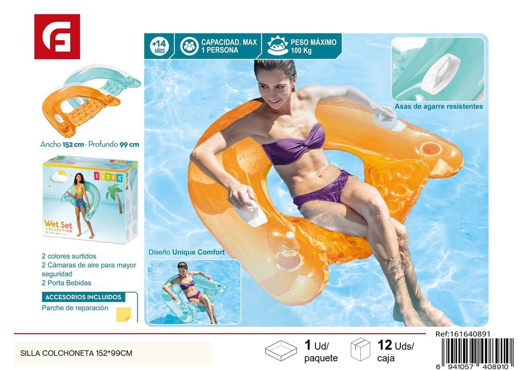 Silla colchoneta inflable 152x99cm para piscina