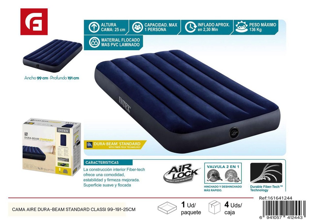 Cama de aire Dura-Beam Standard Classic 99-191-25 cm - Colchones hinchables