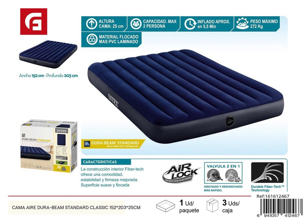 Cama de aire Dura-Beam Standard Classic 152*203*25cm