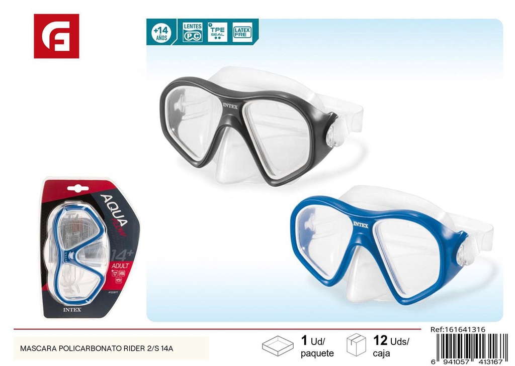 Máscara de policarbonato Rider 2/S para natación