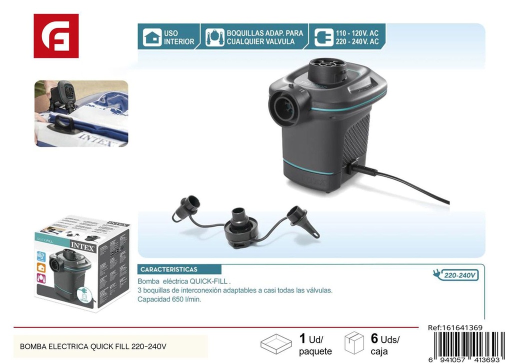 Bomba eléctrica para inflado rápido 220-240V