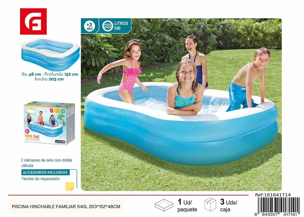 Piscina hinchable familiar 540L 203x152x48cm para verano