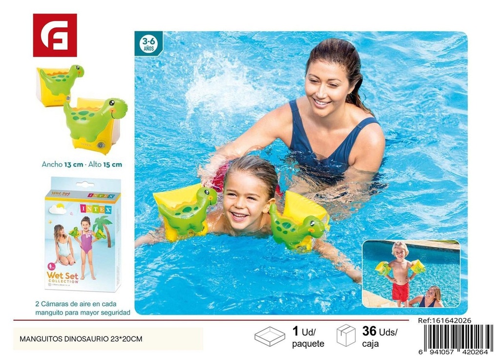 Manguitos dinosaurio 23x20cm para natación infantil