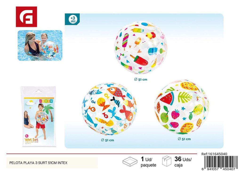 Pelota de playa hinchable 51cm Intex para juegos de verano