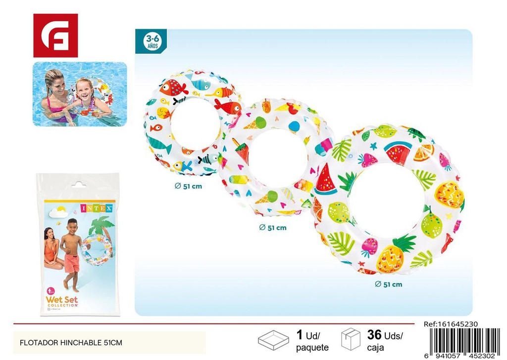 Flotador hinchable 51cm para niños y piscinas