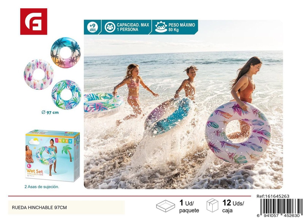 Rueda hinchable salvavidas 97cm para natación