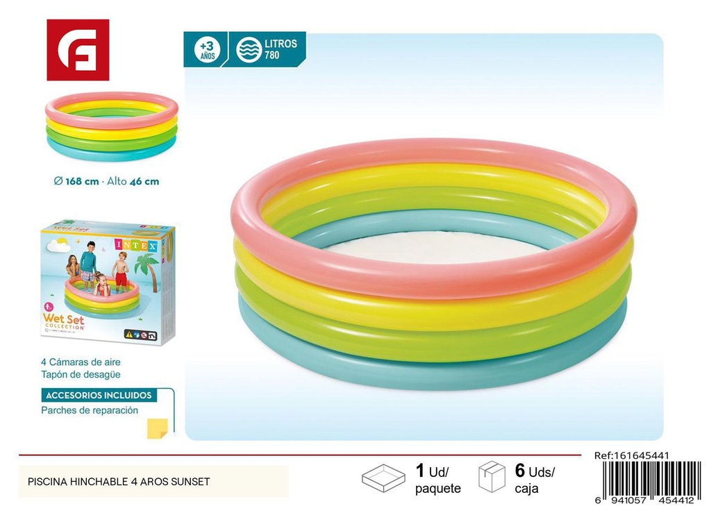 Piscina hinchable 4 aros Sunset para niños