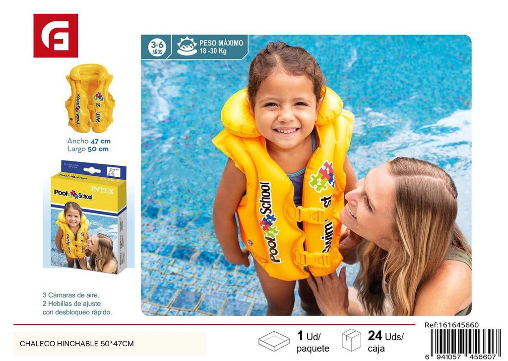 Chaleco hinchable infantil 50x47cm para natación