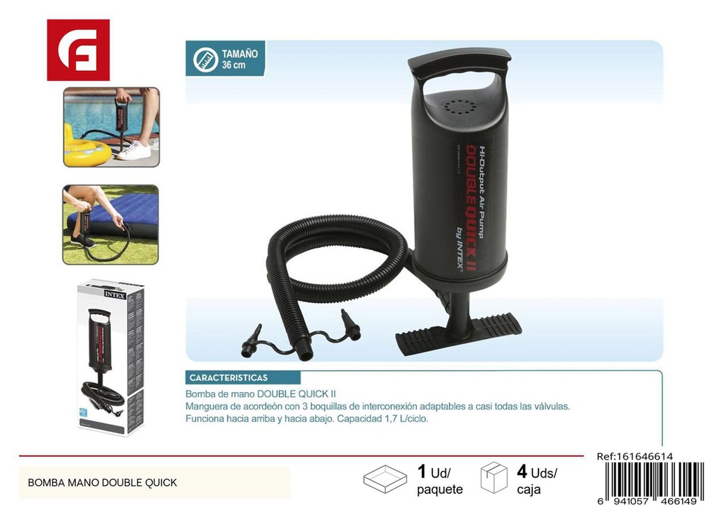 Bomba de aire manual Double Quick - Infladores y accesorios