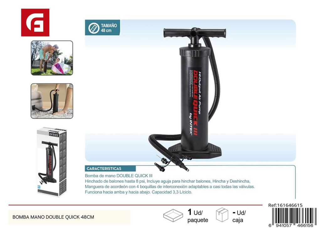 Bomba de aire manual Double Quick 48cm