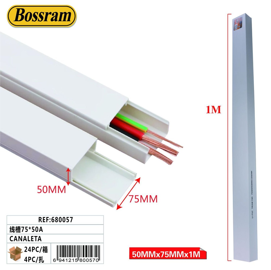 Canaleta eléctrica 75x50mm
