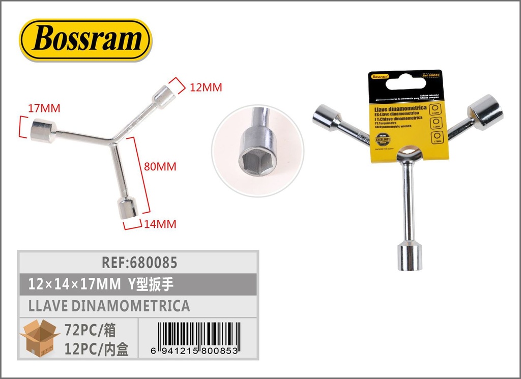 Llave dinamométrica en Y 12x14x17mm