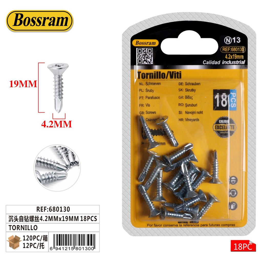 Tornillos autorroscantes 4.2mm x 19mm pack 18