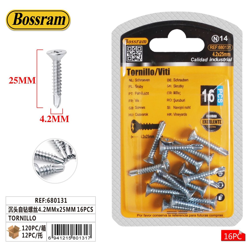 Tornillos autorroscantes 4.2mmx25mm 16pcs